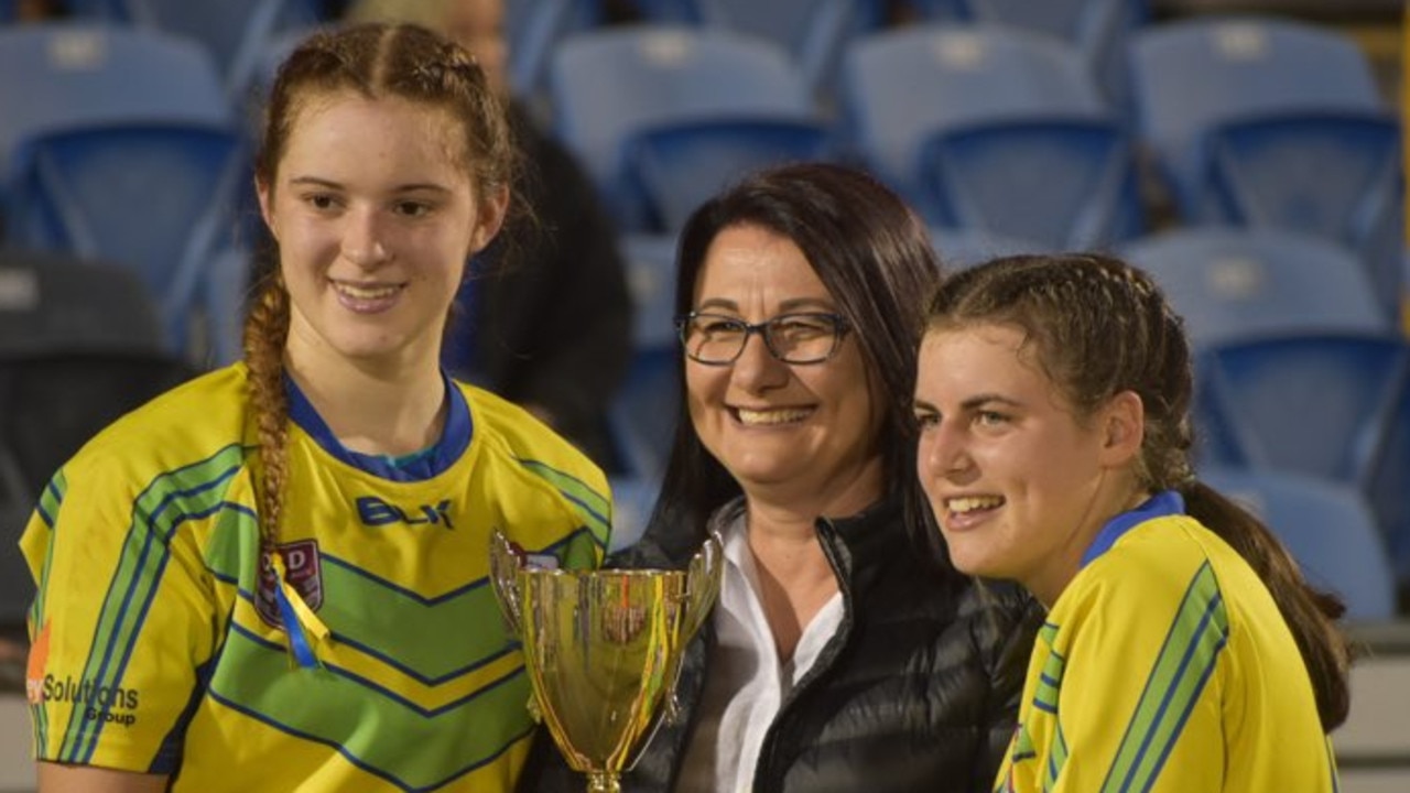 Wanderers U17 Girls defeated Norths 23-6 in the RLMD Grand Final. Emily Bella (L) and Abbey-Rose Bowman. Picture: Matthew Forrest