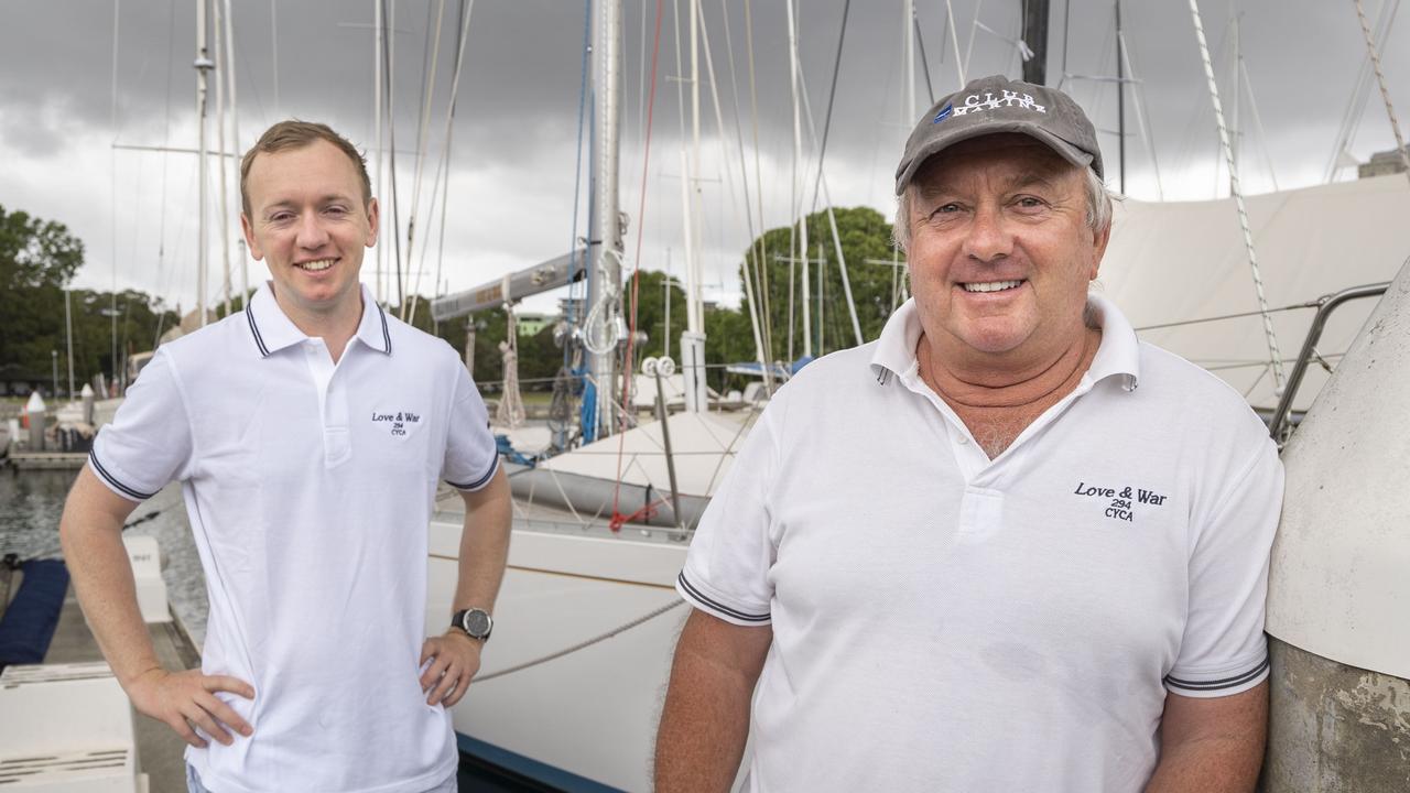 Simon Kurts and son Phillip are racing aboard the beautiful timber boat Love &amp; War.