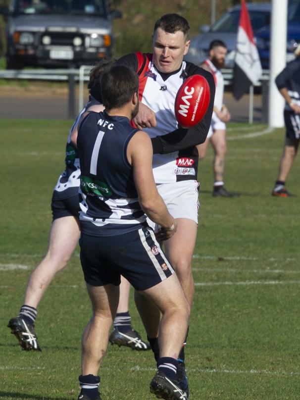 Christies Beach forward Daniel Nobes in action against Noarlunga during round one. <br/>Picture: James Baker Photography