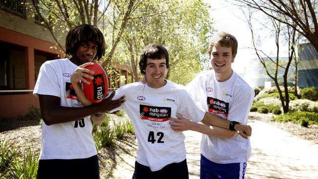 Nic Naitanui, Steele Sidebottom and Jack Watts at the 2008 AFL Draft Camp.