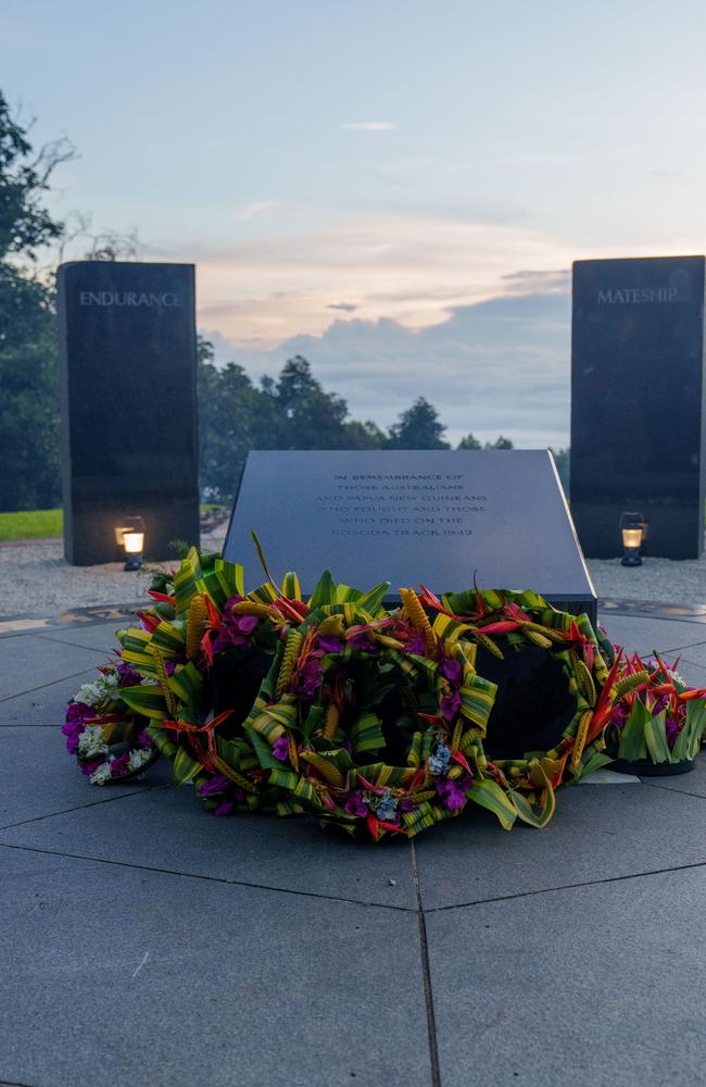 A wreath was laid at the Isurava memorial in Papua New Guinea. Picture: X/Supplied.