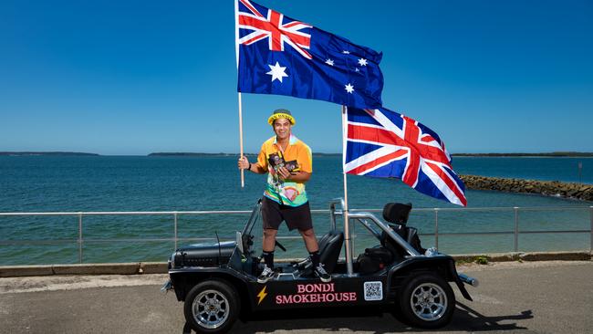 French Australian photographer Christian Gilles got the chance to give his Bondi Smokehouse kangaroo jerky to King Charles in Sydney. Picture: NewsWire