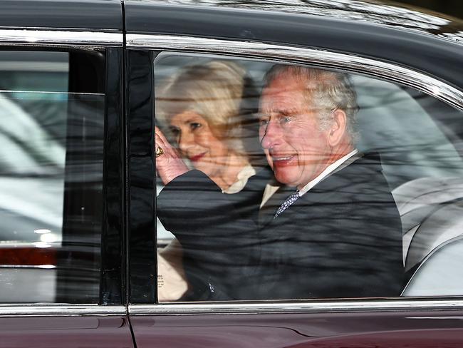 The royal couple put on a buoyant front. Picture: AFP