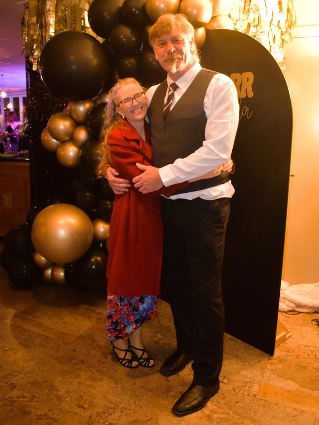 Catherine Veale and Don Veale having a great night at the Cowwarr Saints Football &amp; Netball Club Golden Gala Ball 2024. Picture: Jack Colantuono