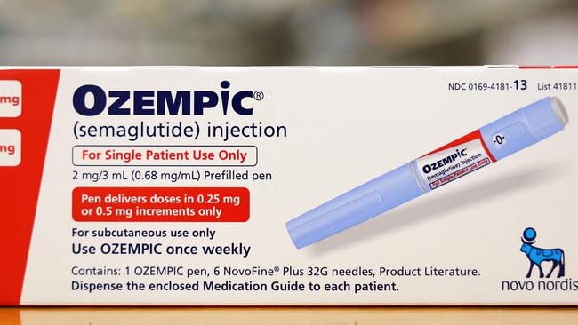 LOS ANGELES, CALIFORNIA - APRIL 17: In this photo illustration, a box of the diabetes drug Ozempic rests on a pharmacy counter on April 17, 2023 in Los Angeles, California. Ozempic was originally approved by the FDA to treat people with Type 2 diabetes- who risk serious health consequences without medication. In recent months, there has been a spike in demand for Ozempic, or semaglutide, due to its weight loss benefits, which has led to shortages. Some doctors prescribe Ozempic off-label to treat obesity. (Photo illustration by Mario Tama/Getty Images) (Photo by MARIO TAMA / GETTY IMAGES NORTH AMERICA / Getty Images via AFP)