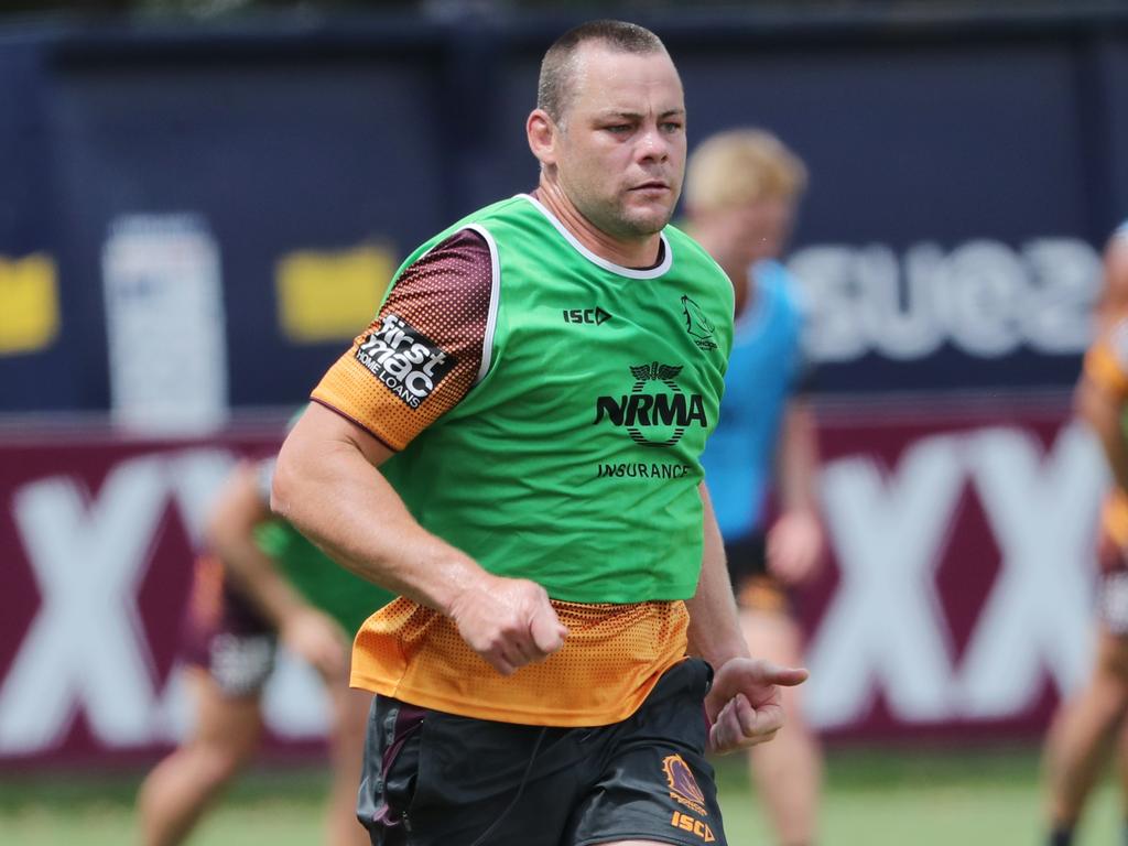 Shaun Fensom. The Brisbane Broncos training at Red Hill. Pic Peter Wallis