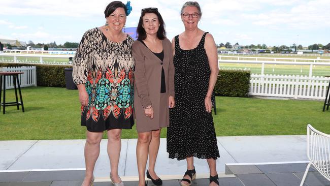 MELBOURNE, AUSTRALIA – OCTOBER 16 2024 Nikki, Dana, Chris and Deb at the Caulfield Social race day at Caulfield racecourse on Wednesday 16th October, 2024 Picture: Brendan Beckett