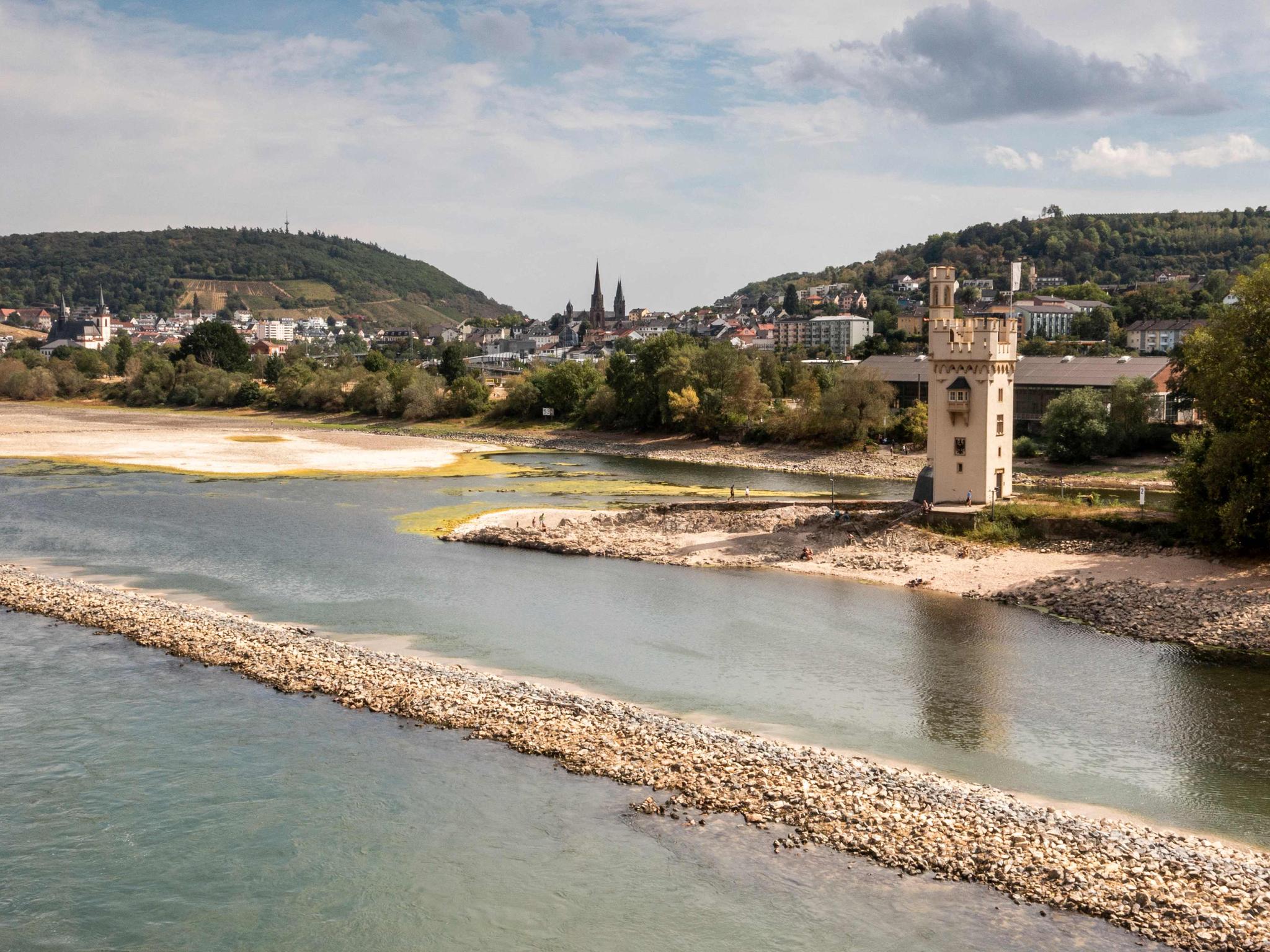 The Rhine near Bingen with the Mouse Tower, which can now be reached on foot. Picture: AFP