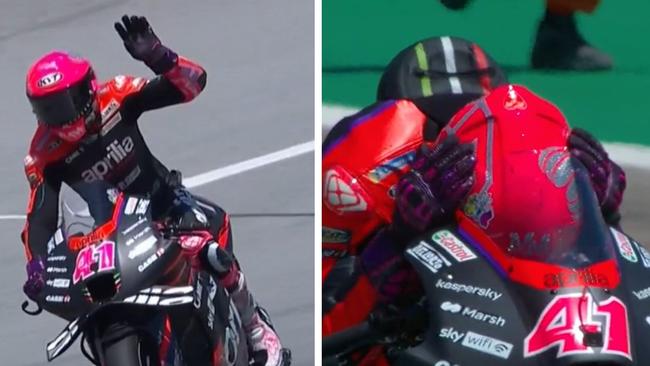 Espargaro was left distraught. Photo: Fox Sports