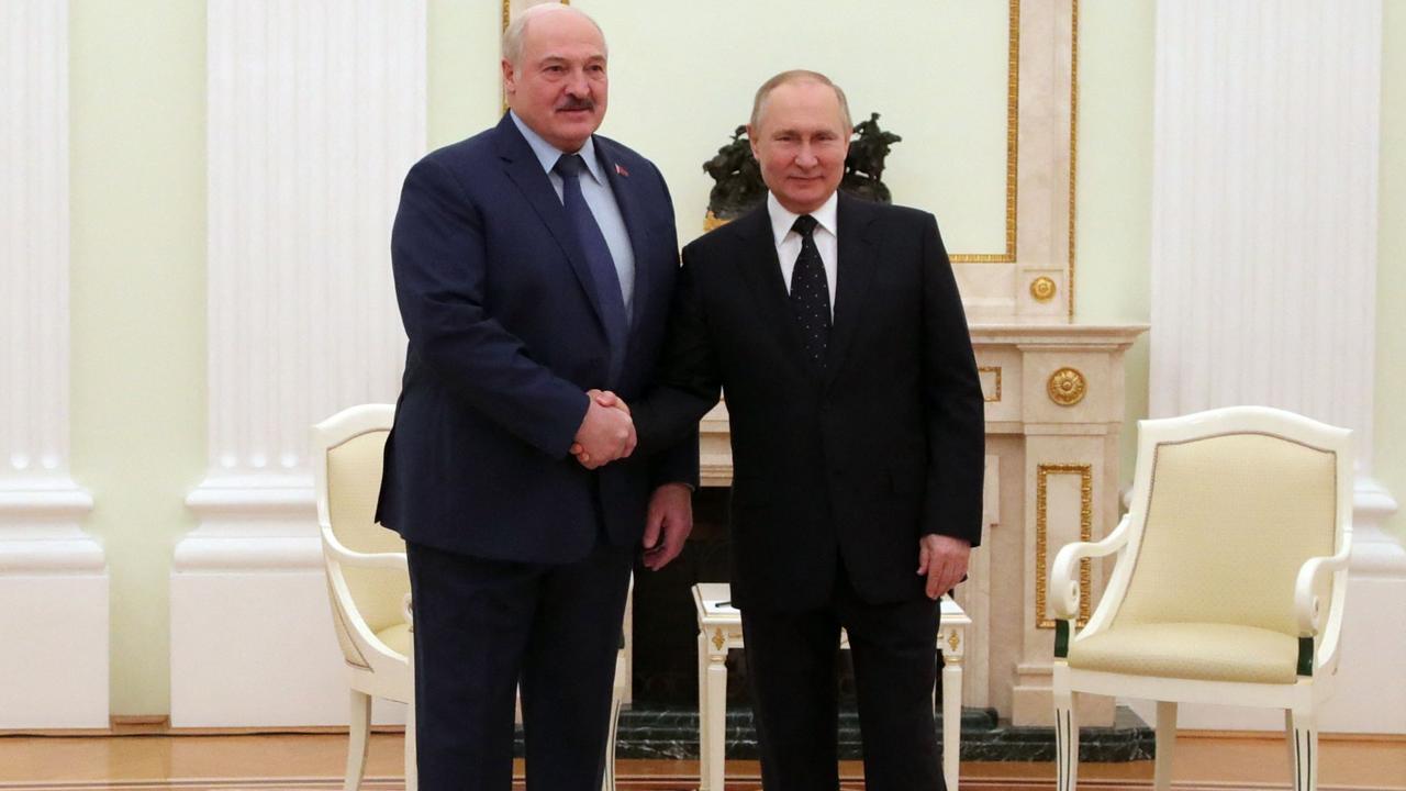 Belarusian President Alexander Lukashenko with Vladimir Putin. Picture: Mikhail Limentyev/Sputnik/AFP