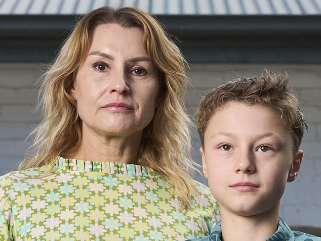 Deb White with her son, Archie Ardill, 12 outside their home in Millswood, Sunday, April 14, 2024. Picture: Matt Loxton