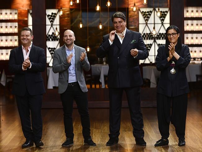 Pressure test ... Kylie Kwong with MasterChef hosts Gary Mehigan, George Calombaris and Matt Preston. Picture: Channel 10