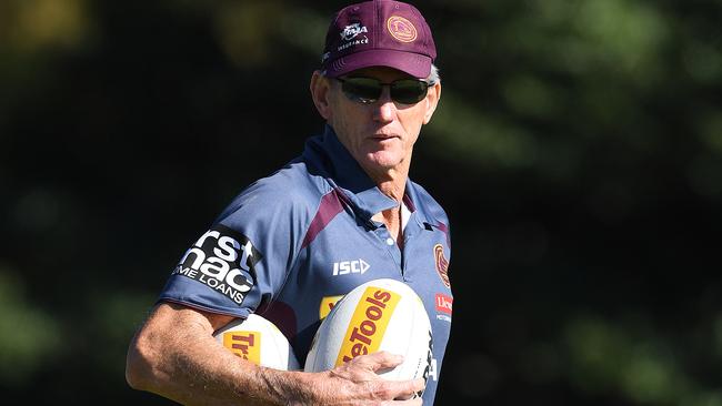 Wayne Bennett coaching the Broncos on Wednesday after reports he was set to be replaced by Craig Bellamy.