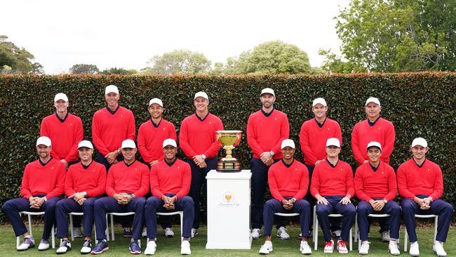 The US team led by Tiger Woods.