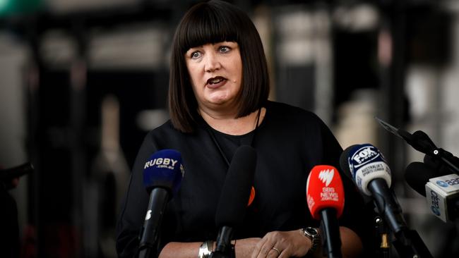 Rugby Australia chief executive Raelene Castle: ‘Survival for the next three months is the most important piece, then we can sit down as a sport.’ Picture: AAP