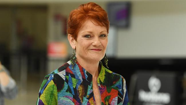 Pauline Hanson at Adelaide airport yesterday. Picture: Tom Huntley