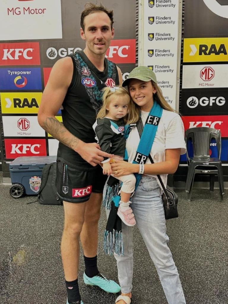 Kellie Finlayson with husband Jeremy Finlayson and their daughter Sophia. Picture: @kelliefinlayson/Instagram