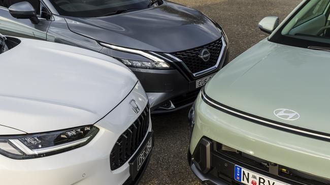 Hyundai Kona, Nissan Qashqai and Honda ZR-V comparison test. Photo: Mark Bean