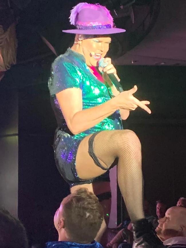 Matt Gilbertson performs on a European cruise as his cabaret alter ego Hans. Picture: Facebook