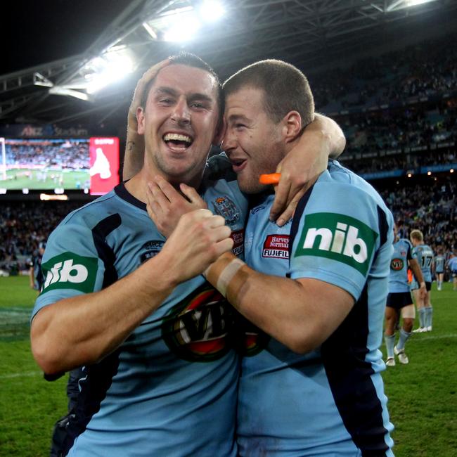 Trent Merrin (R) Was a member of the victorious 2014 NSW Origin team.