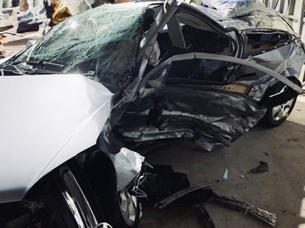 An image shows the damage caused to the cars involved in a Maryborough triple fatal crash.