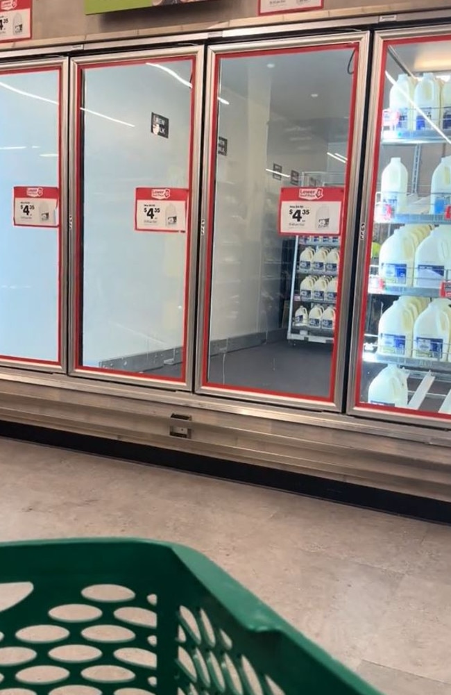 Aussies are losing it over how supermarkets stack milk fridges. Picture: TikTok/hennaazz