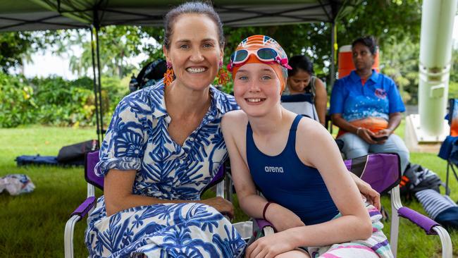 Olivia Campbell and Emily Campbell at the 2025 NT Swimming Championships. Picture: Pema Tamang Pakhrin