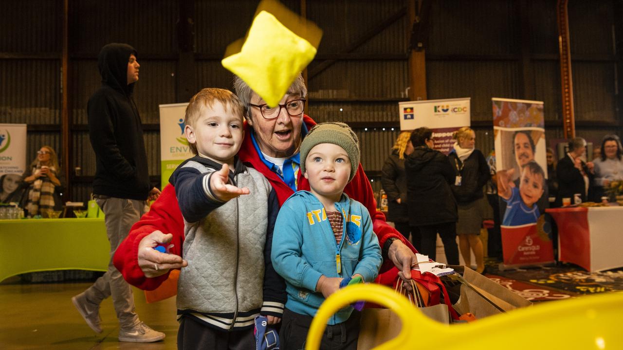 Janelle McIvor of Empowered Family Daycare with Tyson Saxton (left) and Jai Harper at Toowoomba NAIDOC Week celebrations at The Goods Shed, Monday, July 4, 2022. Picture: Kevin Farmer