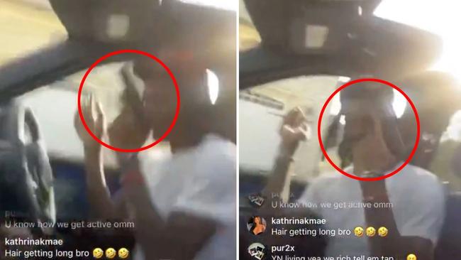 Ja Morant was captured on an Instagram Live video over the weekend holding what appeared to be a gun. Picture: Twitter/@JamesBurnes8