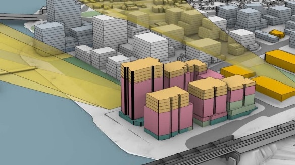 The development would have six buildings facing the Parramatta River.