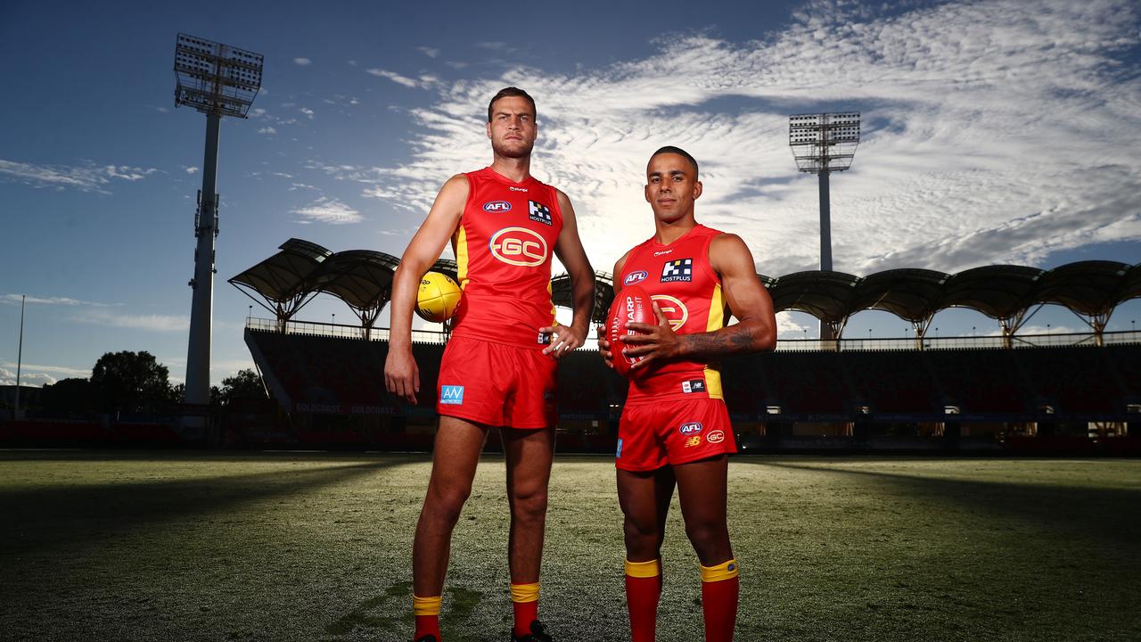 Jarrod Witts and Touk Miller are Gold Coast’s co-captains for season 2022. Picture: Getty Images