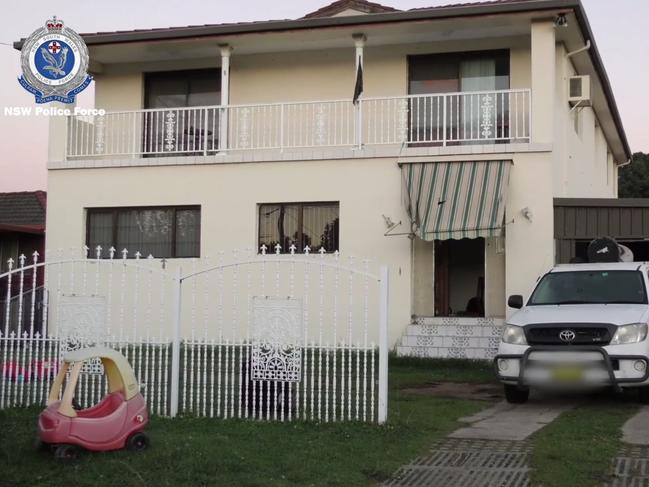 This Canley Heights house was raided by police yesterday. Picture: NSW Police