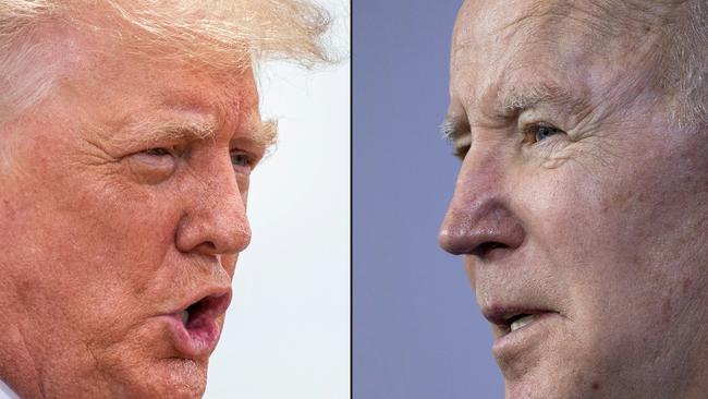 A Donald Trump-Joe Biden rematch? A Republican pollster is keeping a particular eye on the 24 per cent of voters he calls ’disaffected Democrats’ — those in the party who say inflation, their personal finances or the country overall is moving in the wrong direction. Picture combination: AFP