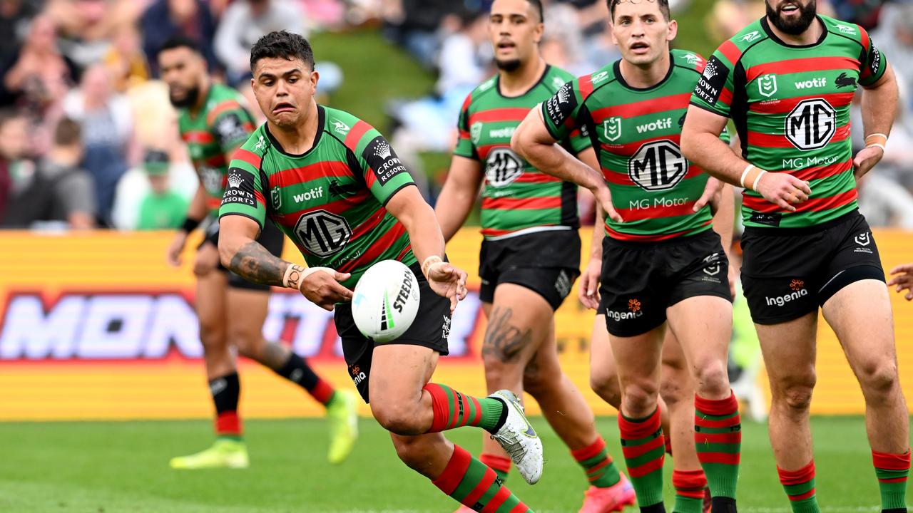 Latrell Mitchell starred for the Rabbitohs against the Warriors. Picture: Bradley Kanaris/Getty Images