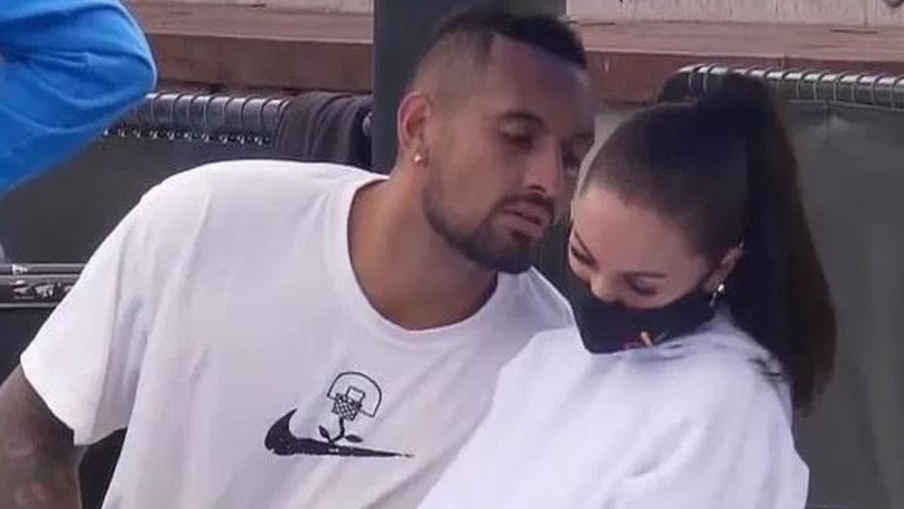 Nick Kyrgios at the Australian Open with his girlfriend Chiara Passari.