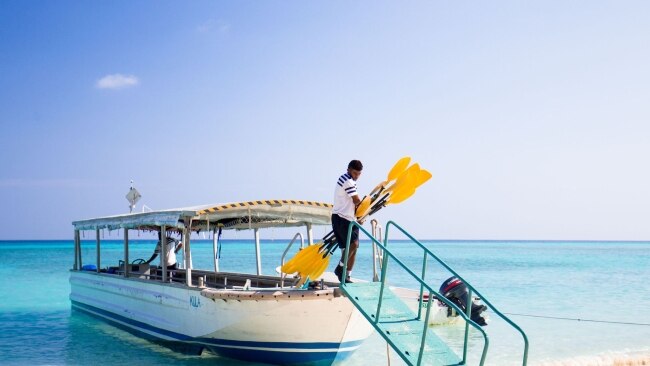 Transiting ashore from the MV Reef Endeavour.