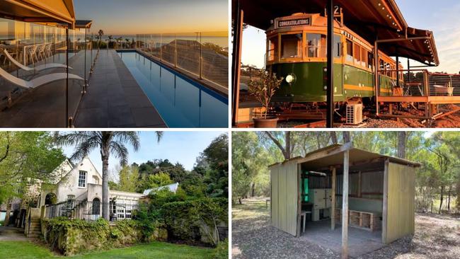 Four Airbnbs advertised for the Gather Round long weekend. Pictures: Supplied