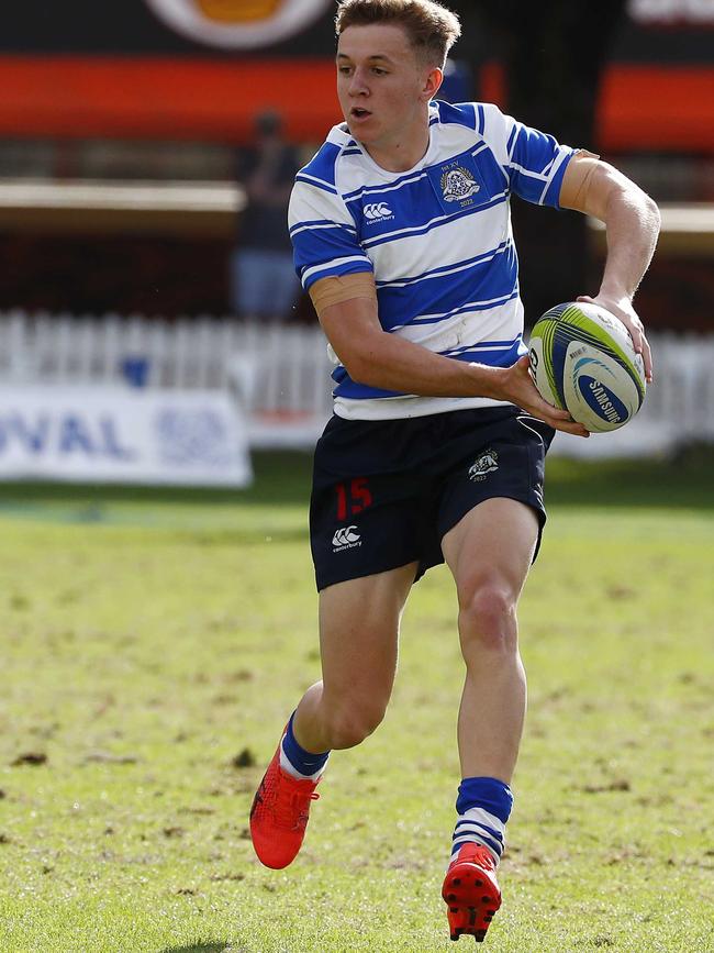 Nudgee College fullback Tory Bath attacks. Photo:Tertius Pickard