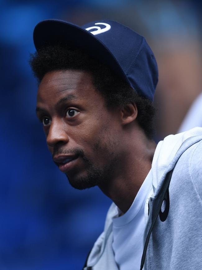 Gael Monfils watching Elina Svitolina. Picture: AAP