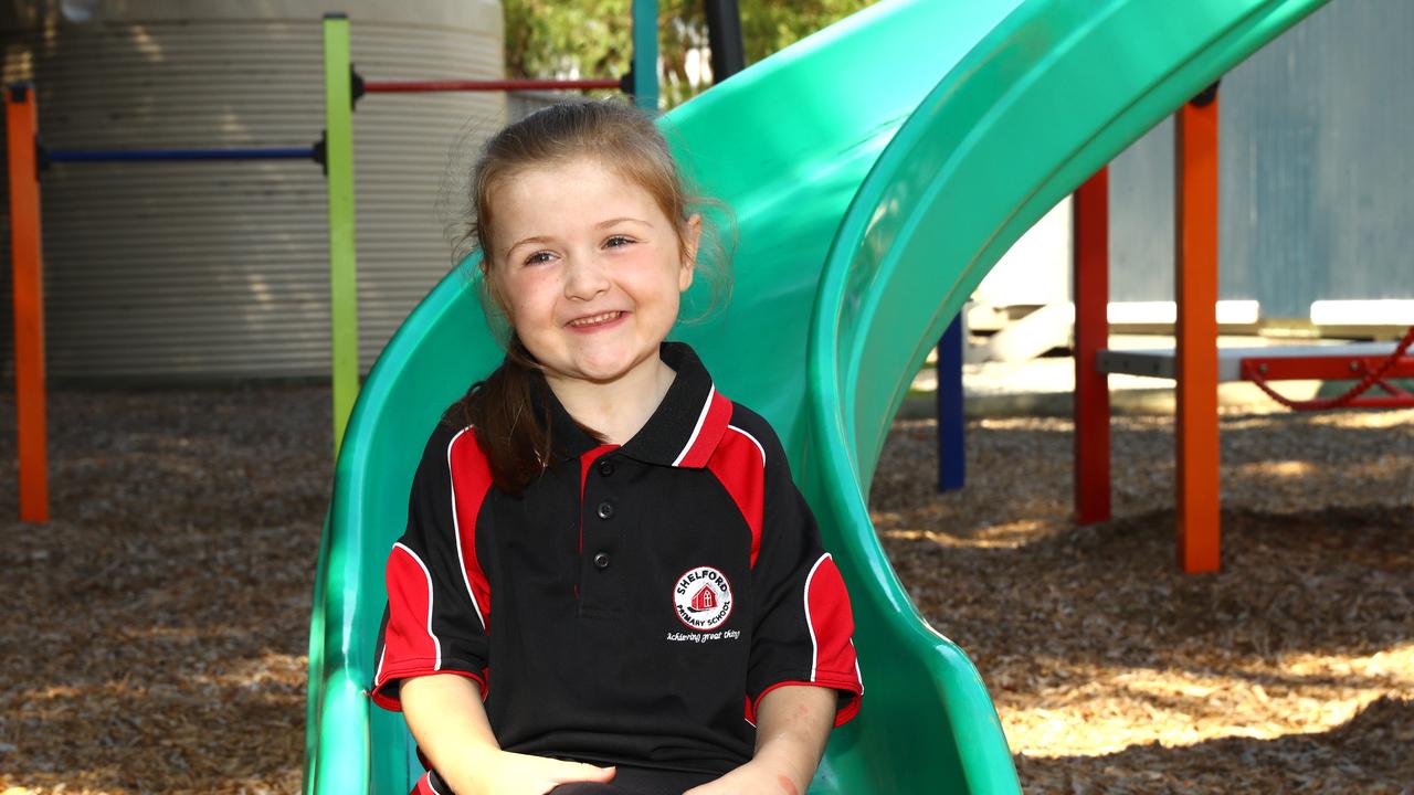 Shelford Primary School's one and only 2025 prep Yindi Allen is the fourth generation in her family to attend the small country school. Picture: Alison Wynd