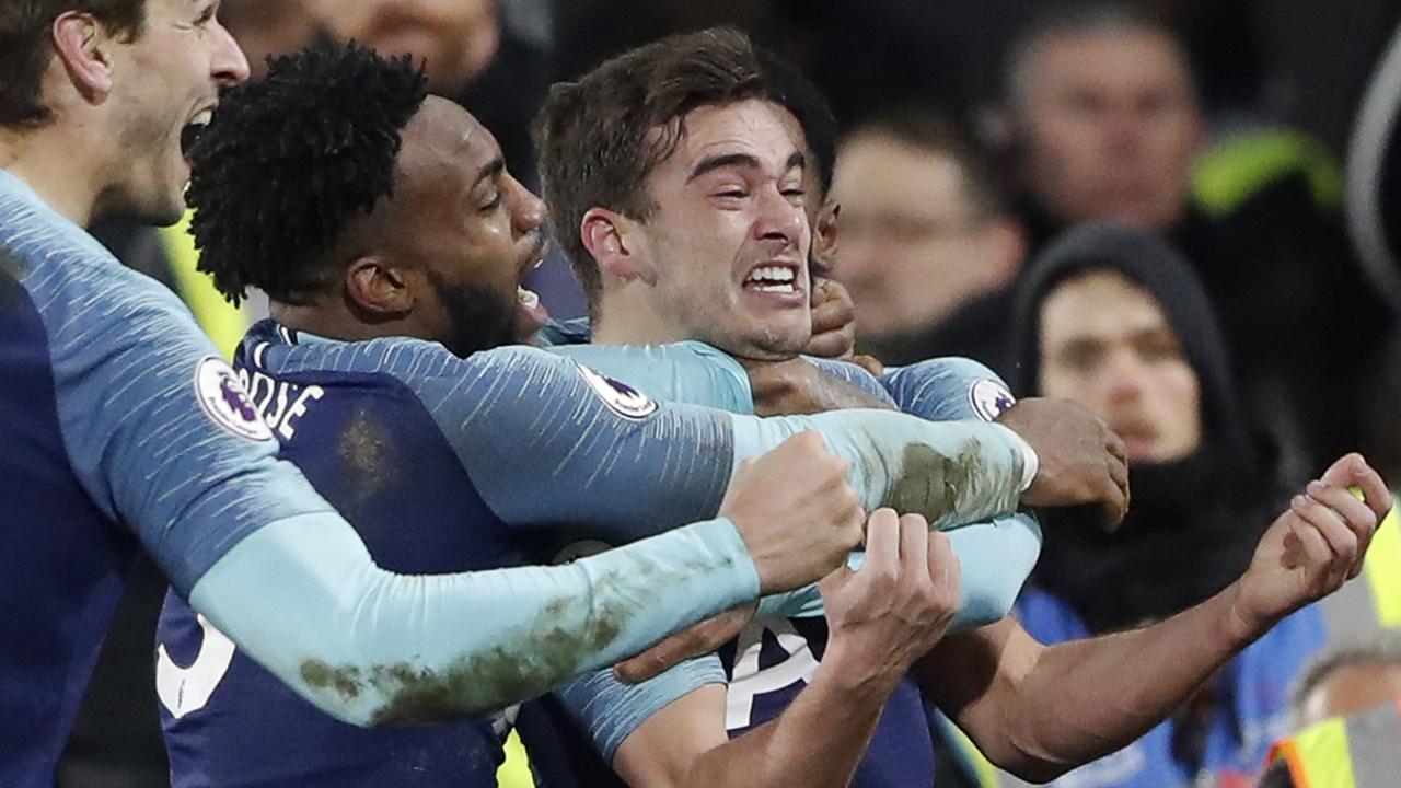 Tottenham Hotspur's Harry Winks celebrates. (AP Photo/Frank Augstein)