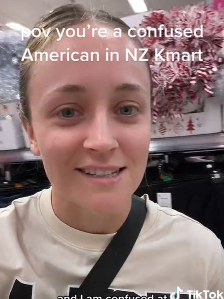 She was confused when in the Kmart Christmas section. Picture: TikTok/maditheamerican