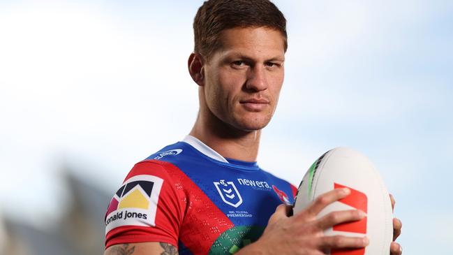 SYDNEY, AUSTRALIA - SEPTEMBER 09: Kalyn Ponga of the Newcastle Knights poses during the 2024 NRL Telstra Premiership Finals Series Launch at Hickson Reserve on September 09, 2024 in Sydney, Australia. (Photo by Mark Metcalfe/Getty Images)