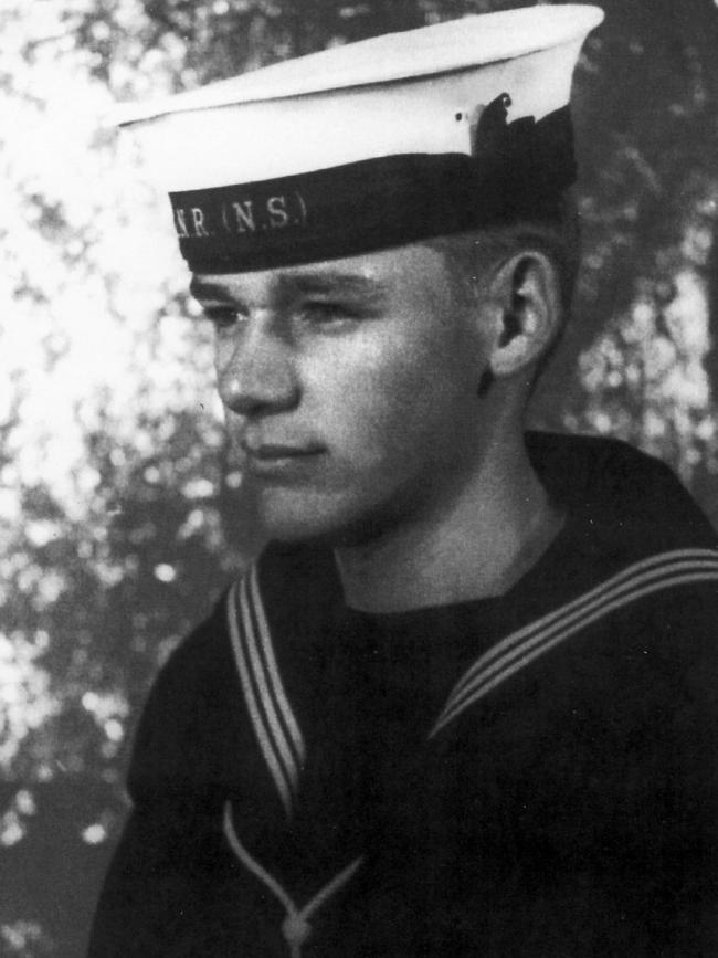 Harry Watt wearing his sailor uniform in 1956.