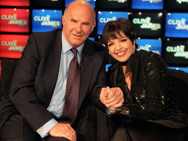 James and Liza Minnelli during a recording of The Clive James Show in 1996. Picture: Neil Munns/PA Wire