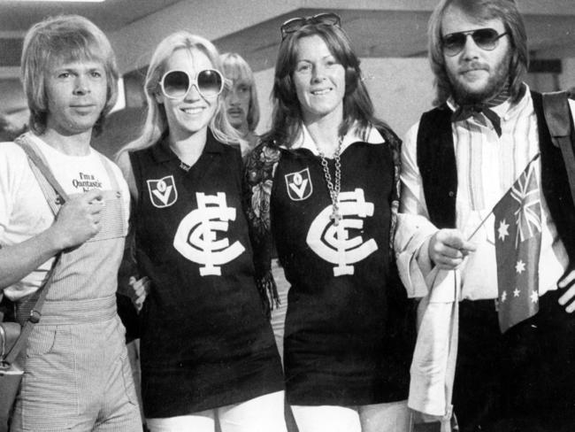 Mega band ABBA were given Carlton jumpers during a 1977 tour and haven’t taken them off since.