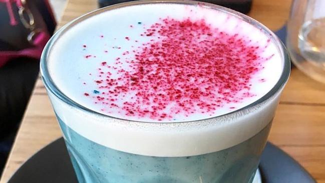 The smurf latte, sold at St Kilda cafe Matcha Mylkbar, costs $8 and smells like seaweed.  Picture: Instagram