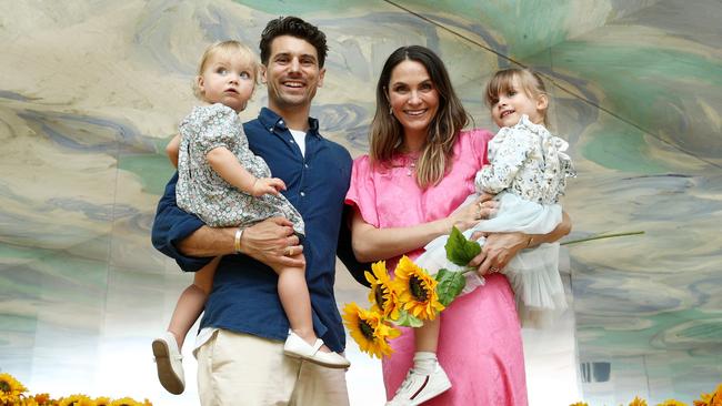 Matty Johnson, Laura Byrne and daughters Marlie-Mae and Lola.