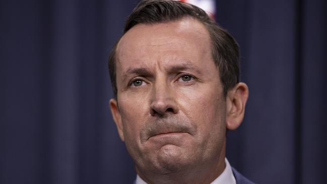 WA Premier Mark McGowan in Perth on Thursday night. Picture: Getty Images