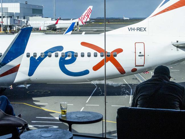 SYDNEY, AUSTRALIA. NewsWire Photos.July 30, 2024.Generics of Rex airlines at Sydney domestic airport. The Australian airline is forced into a trading halt amid questions about the airlineÃs future.Picture: NewsWire / Jeremy Piper